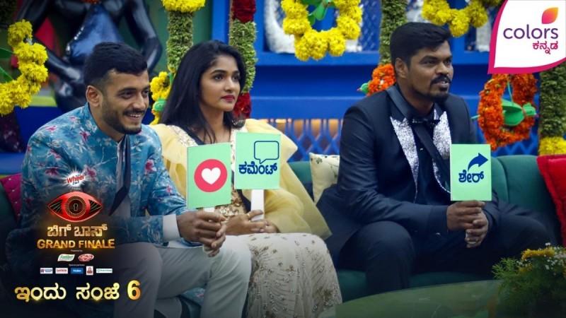KP Aravind, Divya Uruduga and Manju. Bigg Boss Kannada Finale