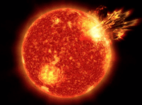 Illustration of what the Sun may have been like 4 billion years ago, around the time life developed on Earth.