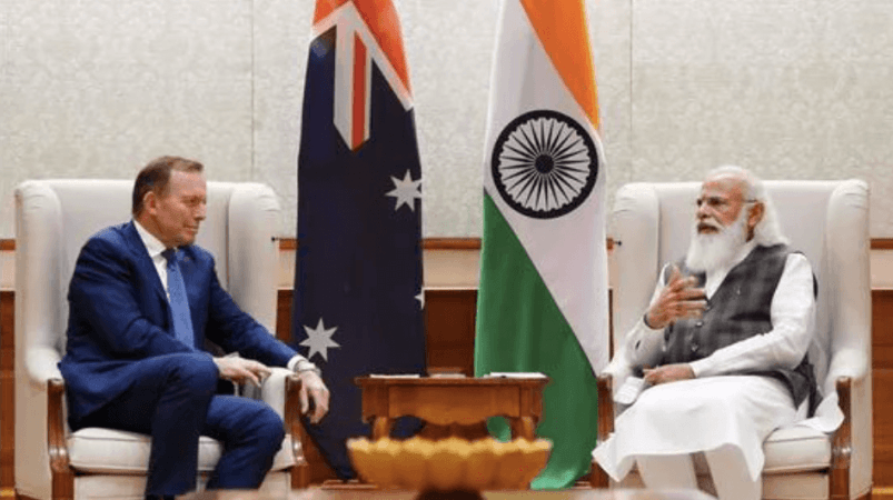 PM Modi with Australia's special trade envoy Tony Abbott during a meeting in New Delhi PM Modi with Tony Abbott