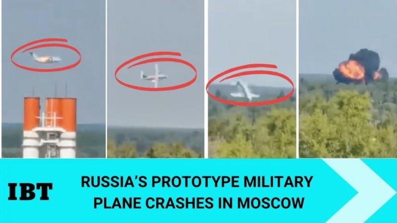Terrifying video shows Russia's prototype military plane catch fire before crash [watch]
