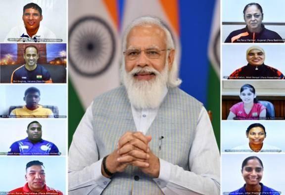 PM Modi interacting with para-athletes in a virtual conference PM Modi interacting with para-athletes in a virtual conference