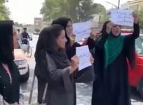 Women in Kabul staging a public demonstration voicing their concerns