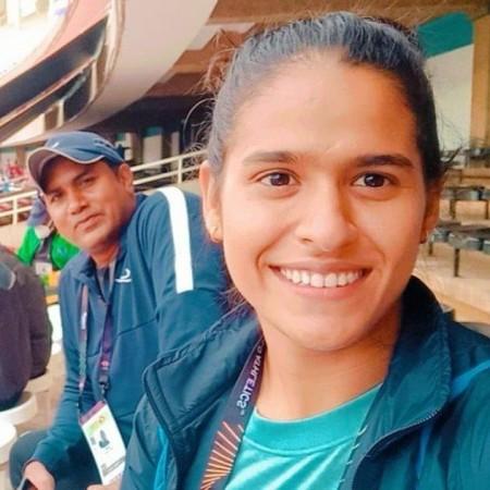 Shaili Singh with coach Robert Bobby George Shaili Singh with coach Robert George