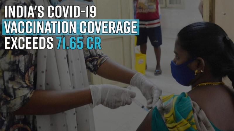 India's cumulative COVID-19 vaccination coverage exceeds 71.65 Cr