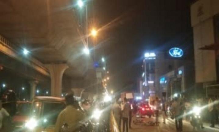 2 riders fall to death from B'luru flyover after speeding car hits them.