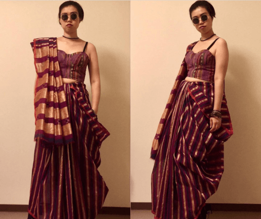 Yori Yomamura in a saree