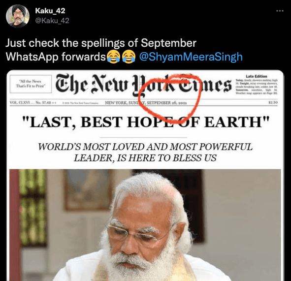 Fact check: NYT did not eulogise PM Modi after US visit; fake image goes viral