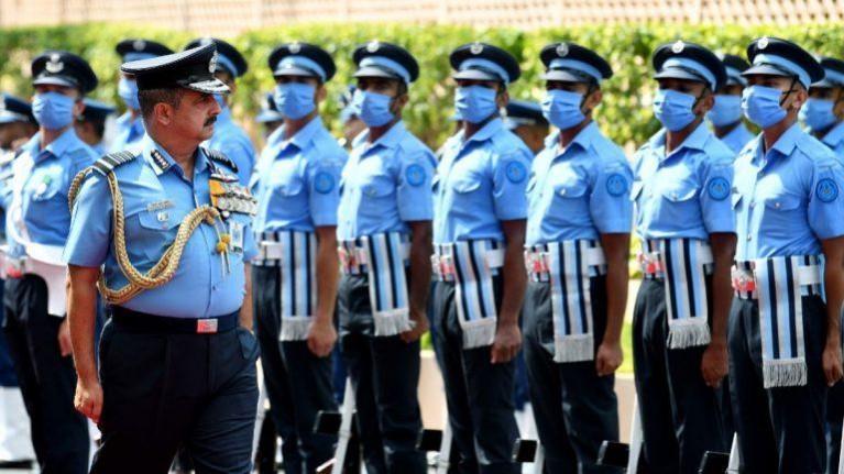 Air Chief Marshal VR Chaudhari taking Guard of Honour Air Chief Marshal VR Chaudhari
