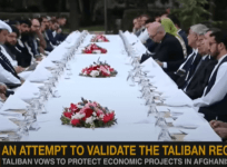 A screenshot of the footage of reception and dinner held by Afghan ministry for foreign envoys