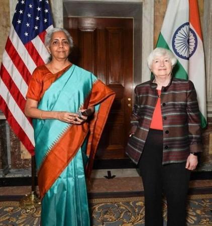 India's Finance Minister Nirmala Sitharaman met with United States Treasury Secretary Janet Yellen in Washington on Thursday, October 14, 2021