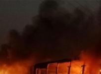 Passengers escape unhurt as bus catches fire in Telangana