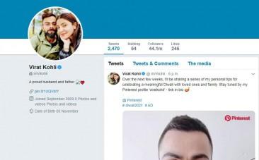 Twitter screenshot of Virat Kohli page
