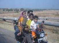 A family with children on a motorbike in Maharashtra