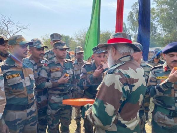 Prime minister with soldiers