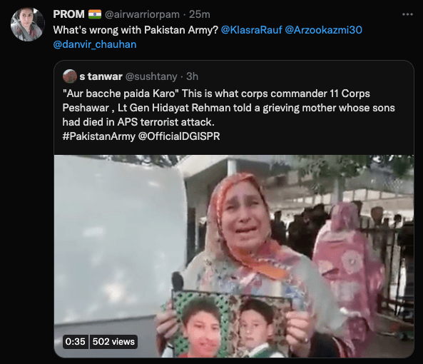 Top PAK Army official's crass remarks to mother who just lost two children in terror attack [details]