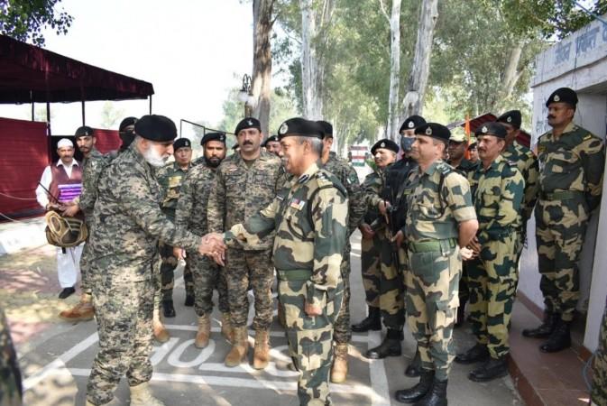 BSF officers with Pakistan Rangers at Suchetgarh border