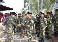 BSF officers with Pakistan Rangers at Suchetgarh border