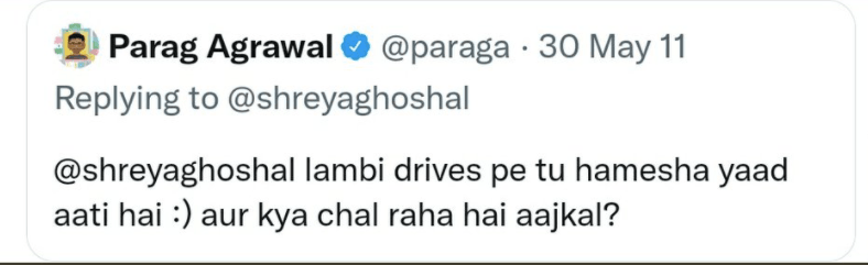 Fact-check: Parag Agrawal and Shreya Ghoshal are friends; old tweets not creepy [details]