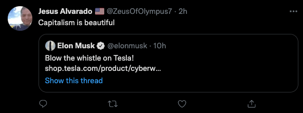 Tesla cyberwhistle sold out