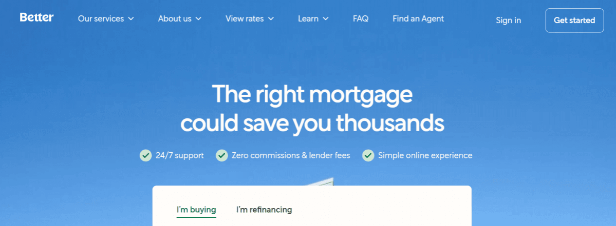 A screenshot of Better.com