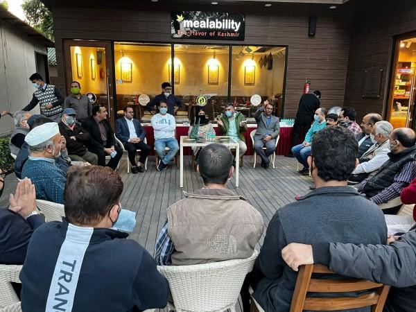 Mehbooba interacting with KPs in New Delhi