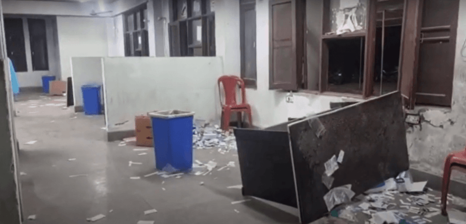 Corona testing counters ransacked