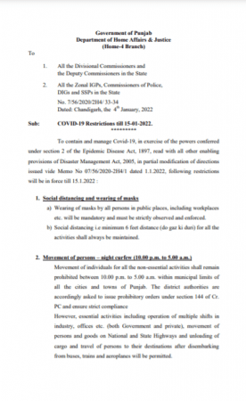 Night curfew in Punjab