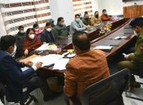 Divisional Commissioner Jammu Dr Raghav Langer during a meeting at Udhampur