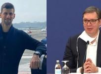 Serbian President Aleksander Vucic and Novak Djokovic.