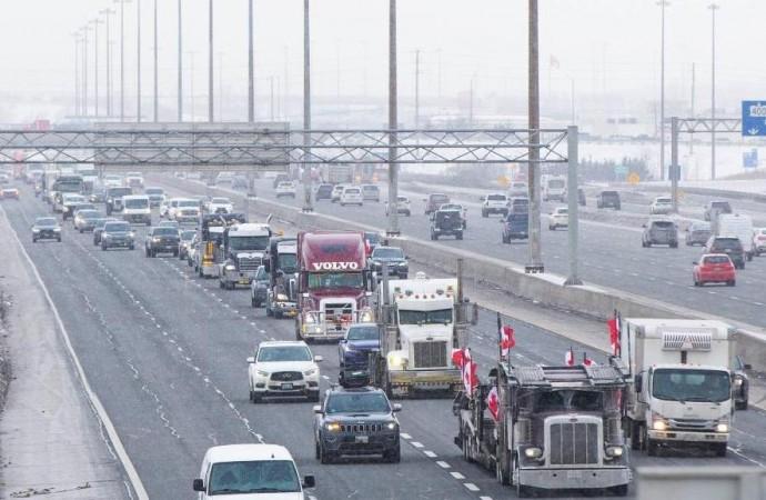 Hundreds of truckers moving toward Canada's capital for protests