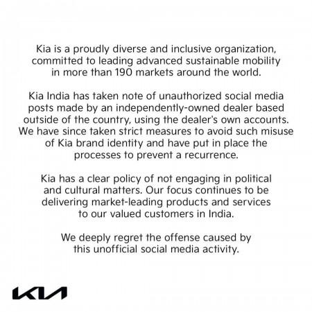 Kia apologises