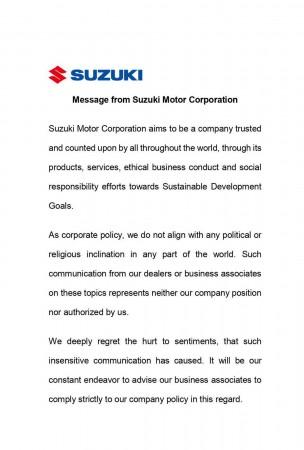 Suzuki apologises