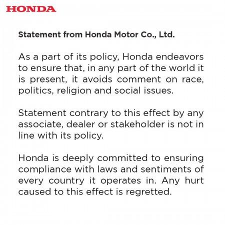 Honda apologises
