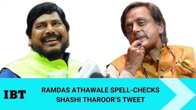 Ramdas Athawale spell-checks Shashi Tharoor's tweet
