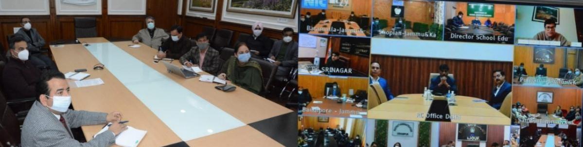 Chief Secretary of J&K Dr Arun Kumar Mehta chairing a meeting to review situation after reopening of schools Chief Secretary of J&K Dr Arun Kumar Mehta chairing a meeting