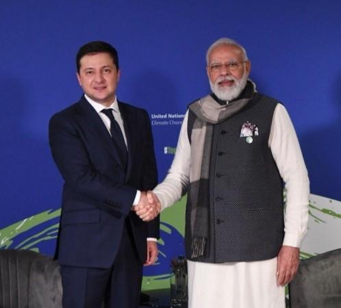 Prime Minister Narendra Modi with Ukraiine president Volodymyr Zelensky