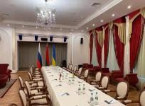 Belarusian Foreign Ministry shows the prepared room for the talks between Russia and Ukraine.