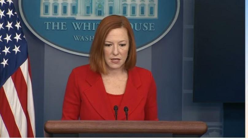 Whit House press secretary Jen Psaki is seen answering questions in a press briefing at the White House in Washington on Dec. 2, 2021 in this image captured from the website of the White House.(Yonhap/IANS)