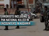 Three terrorists including one Pak national killed in two encounters in Kashmir