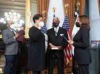 U.S. Vice President Kamala Harris on Thursday swore in as chief of the Office of Management and Budget.