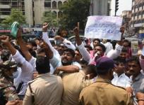 TRS protest at BJP office in Hyderabad triggers tension