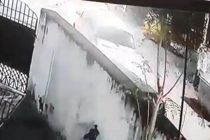 Screen shot of the accident involving Simbu's car. Simbu Car Accident Video