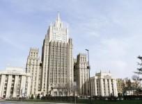 Photo taken on April 16, 2021 shows the Ministry of Foreign Affairs of Russia in Moscow