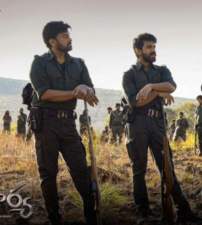 Chiranjeevi, Ram Charan from the sets of 'Acharya' Chiranjeevi, Ram Charan from the sets of 'Acharya'