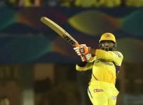 Chennai Super Kings Ravindra Jadeja plays a shot