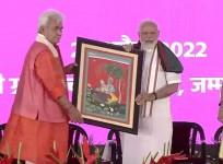 Prime Minister Narendra Modi with LG Manoj Sinha