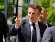 French President Emmanuel Macron is seen during a campaign visit in Saint-Denis, north of Paris, France, on April 21, 2022
