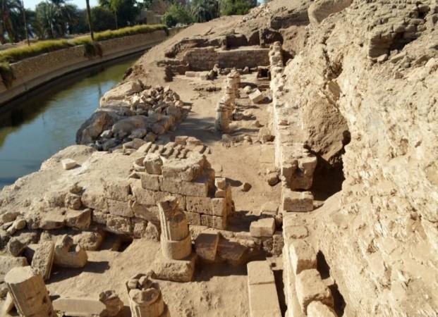 Undated photo shows remains of a Ptolemaic-era temple unearthed in southern Egyptian province of Sohag. A total of 85 tombs, dating back to the period from the Old Kingdom of Egypt some 4,500 years ago until the Ptolemaic dynasty spanning from 305 BC to 30 BC, were unearthed in Sohag, the Ministry of Tourism and Antiquities said Wednesday Undated photo shows remains of a Ptolemaic-era temple unearthed in southern Egyptian province of Sohag.