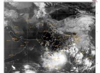 Satellite image at 8:30 am on May 10 showing the position of Severe Cyclonic Storm Asani.(Credit: IMD)