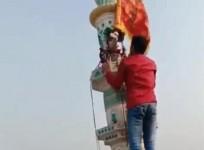 K'taka district tense after miscreants hoist saffron flag on mosque